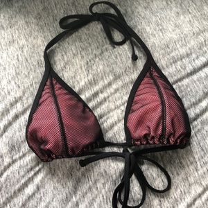 NEON PINK/Black mesh bikini top